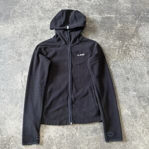 Billabong Fleece Jacket Womens M Black Full Zip Hooded Mock Pockets Gorpcore
